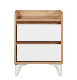 Tuvalle Mesilla de Noche 041 Roble Zafiro y Blanco Dormitorio 45x59x40cm Fabricada en Tablero de Partículas Recubierto de Melamina